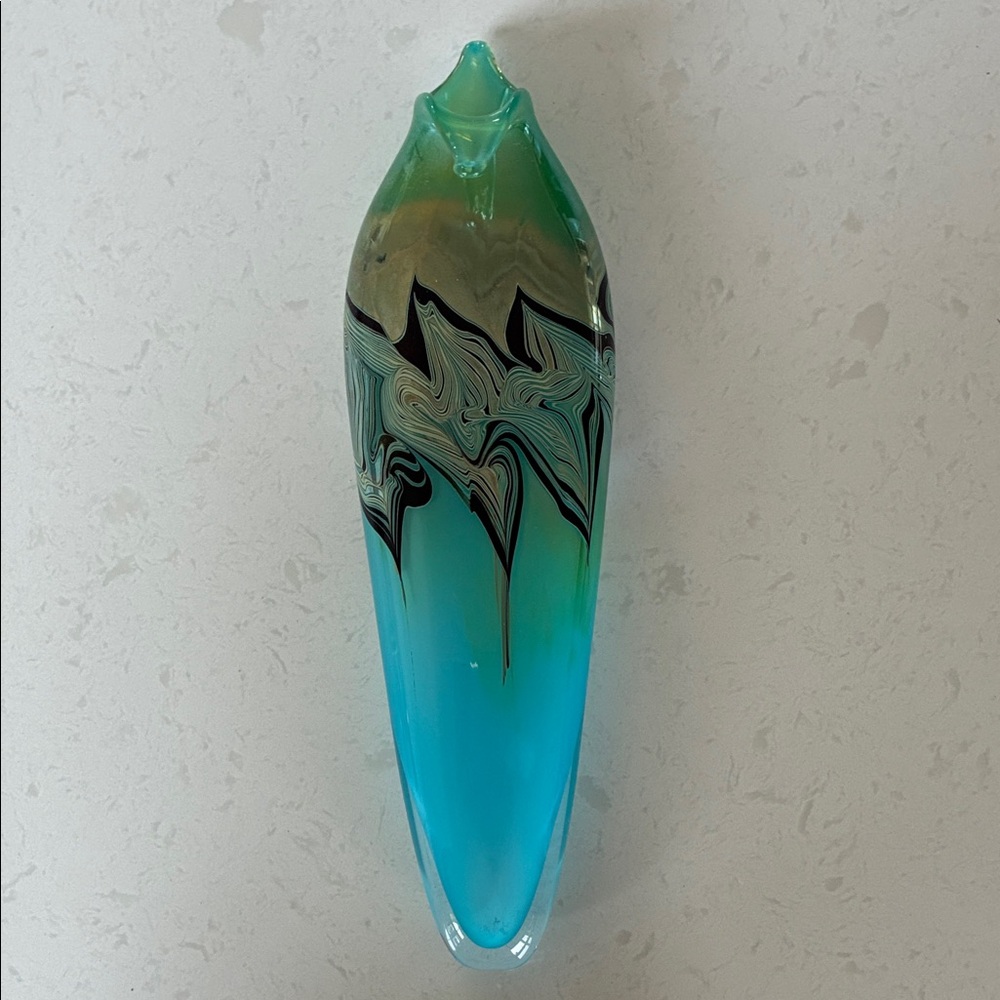 Artistic Glass Wall Vase in Blue and Green
